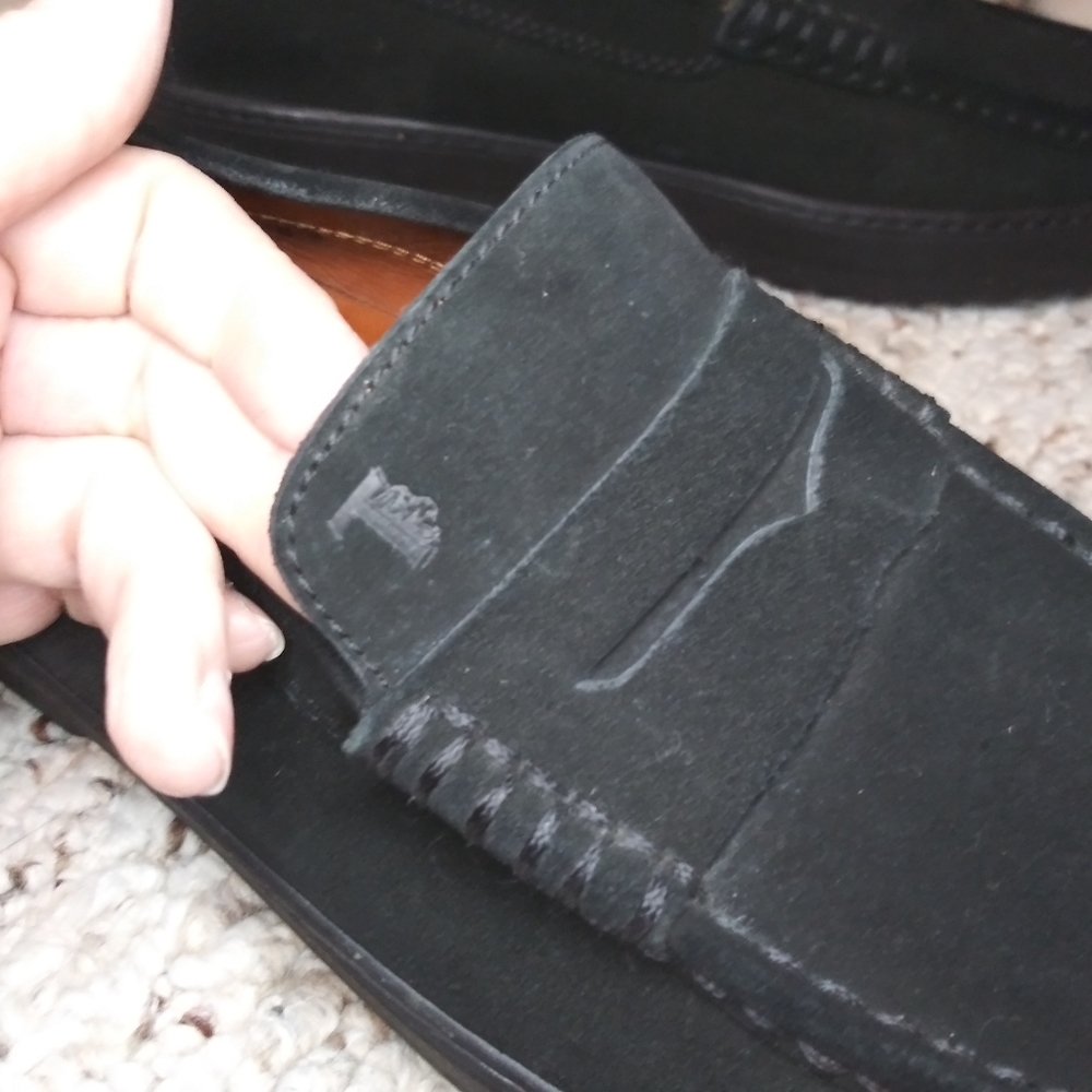 Tod's Black Suede Men's Vibram Sole Penny Loafer Style Driving Shoes - Picture 5 of 15